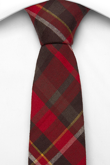 Bomull Smale Slips, Tartan mønster i glødende mørkerød, Rød, Pledd