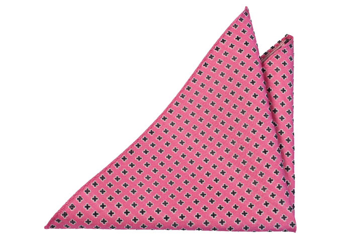 Silke Lommetørkler, Rosa bunn med blomster i mørkegrått, Rosa, Crosses