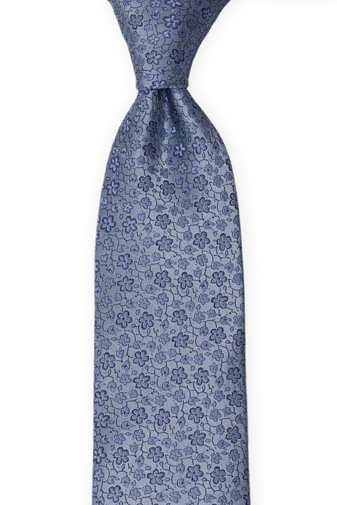 Silke Slips, Støvblått med små, medium blå blomster, Blå, Små blomster