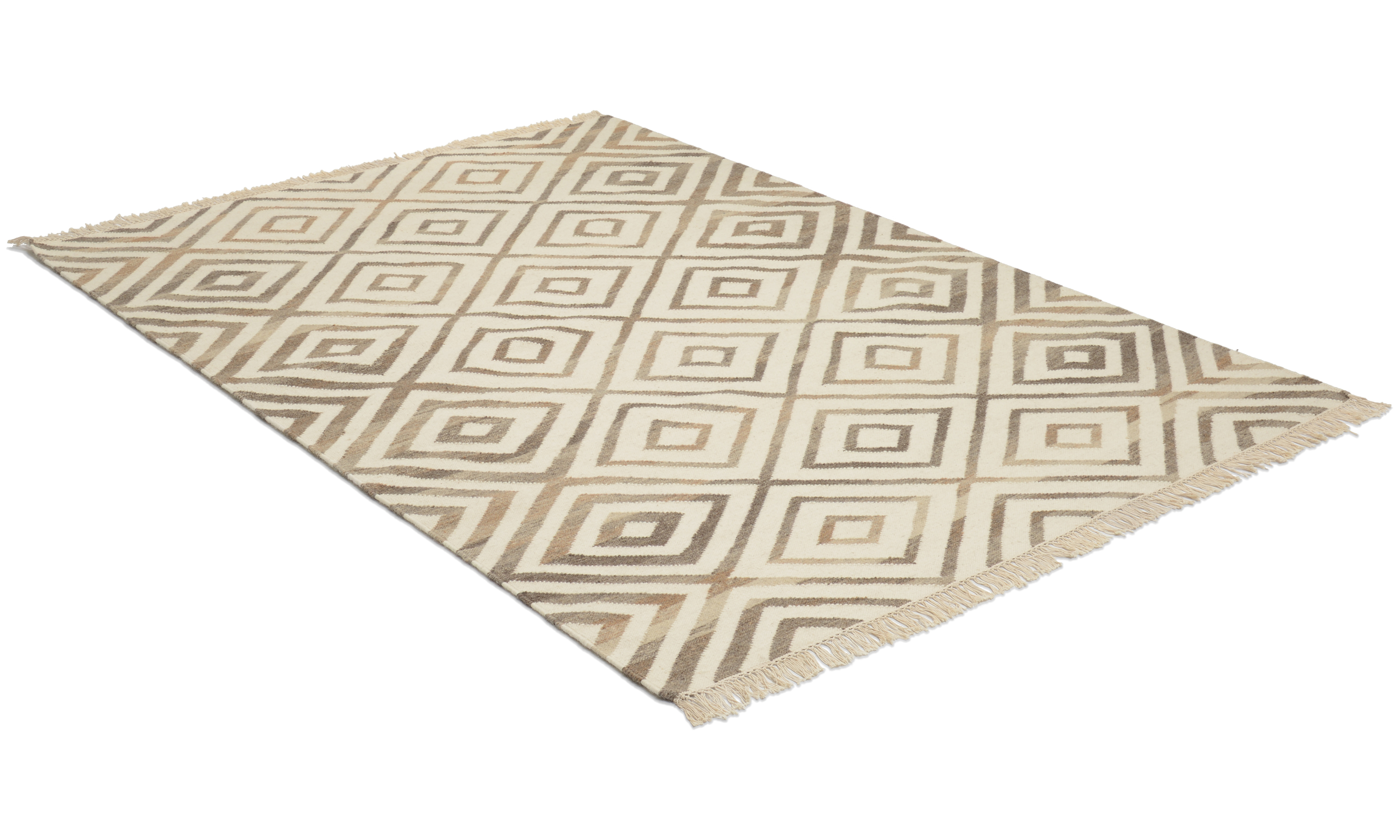 Cartago beige - håndvevet ullteppe