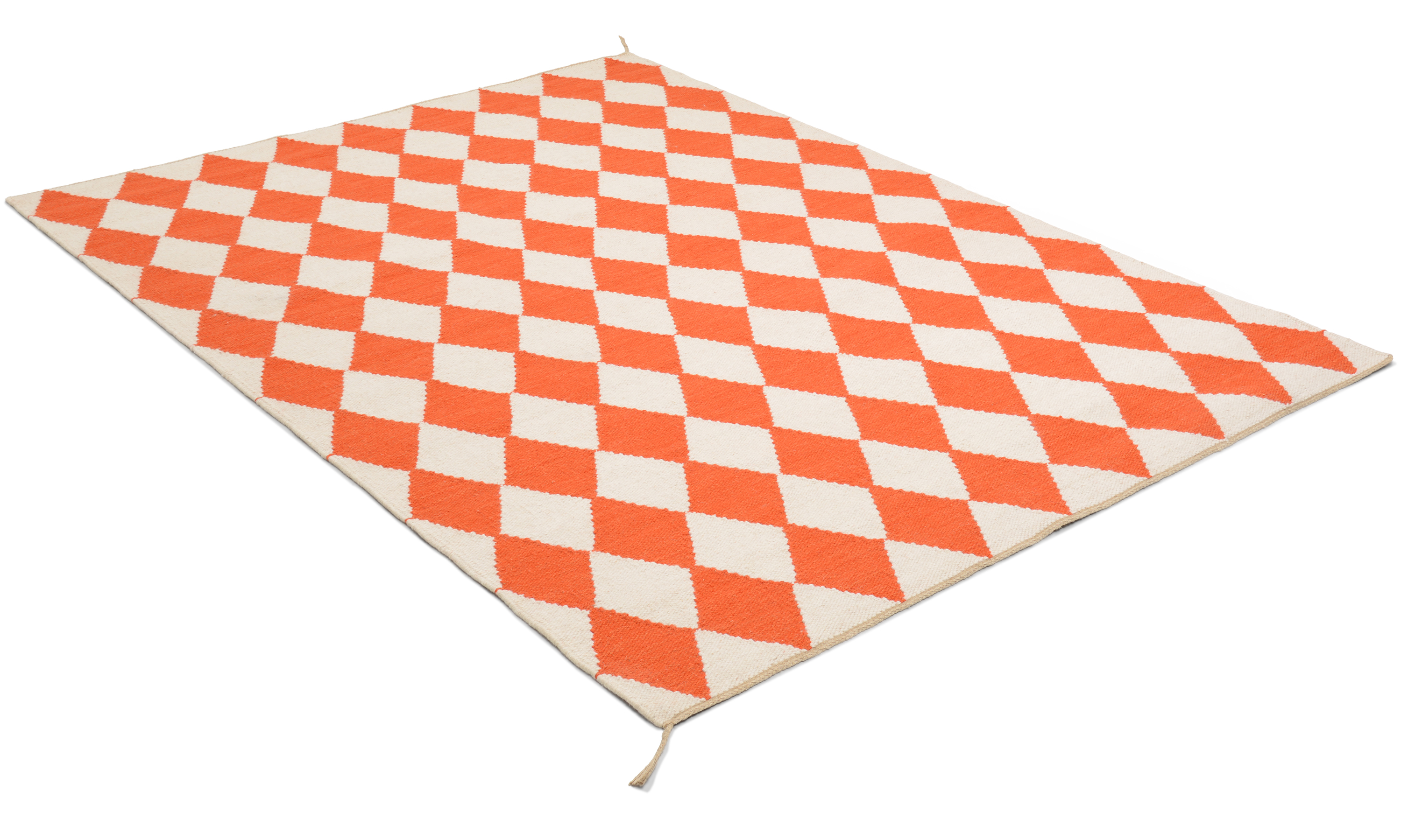 Harlequin orange - håndvevd ullteppe