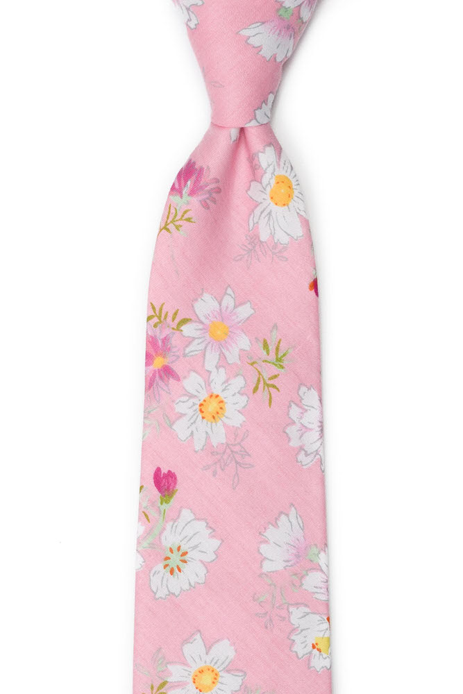 Bomull Slips, Tusenfryd og kløver på rosa base, Rosa, Blomster
