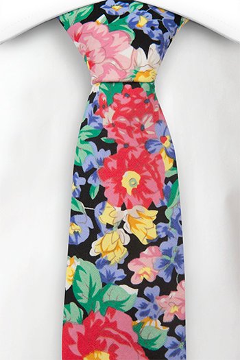 Bomull Gutteslips, Fargerik blomsterprint med sort bakgrunn, Svart, Blomster