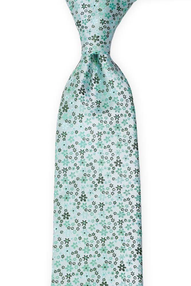 Silke Slips, Miniblomster i lys mynte, mørkegrønt & turkis, Grønn, Små blomster