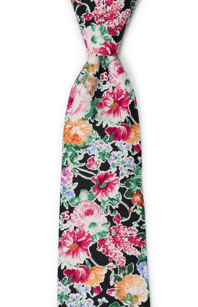 Bomull Slips, Blomsterdesign over det hele på svart bakgrunn, Svart, Blomster