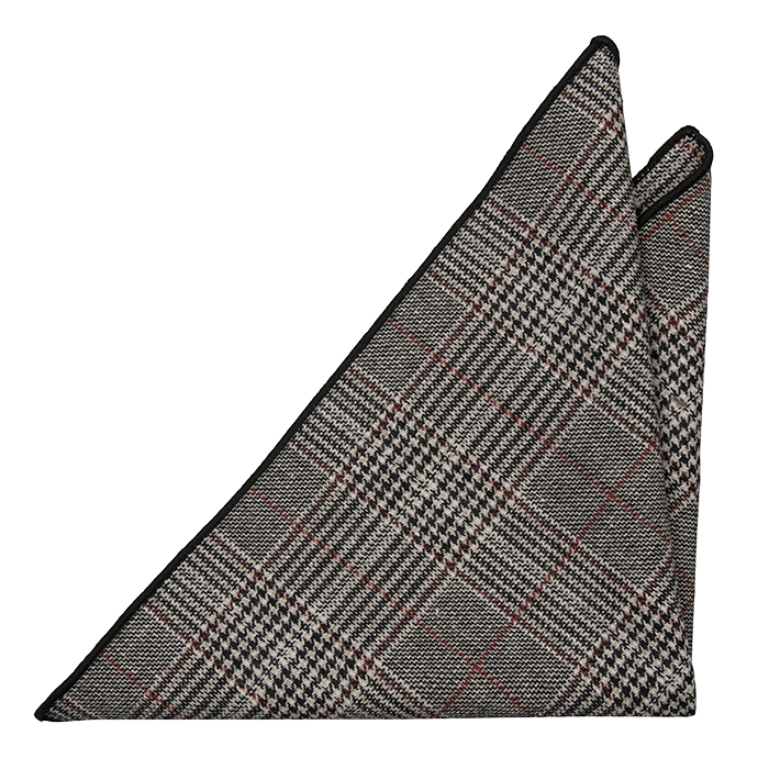 Ull Lommetørkler, Glen check in beige, black & red with black edging