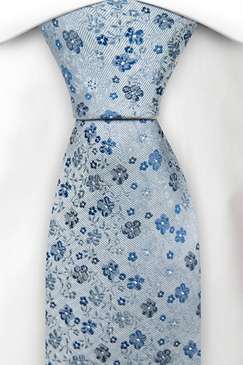 Silke Slips, Blomster i 3 nyanser av blått på gråblå base, Notch HYLLNING BLUE