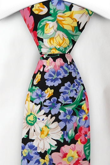 Bomull Slips, Fargerik blomsterprint med sort bakgrunn, Svart, Blomster