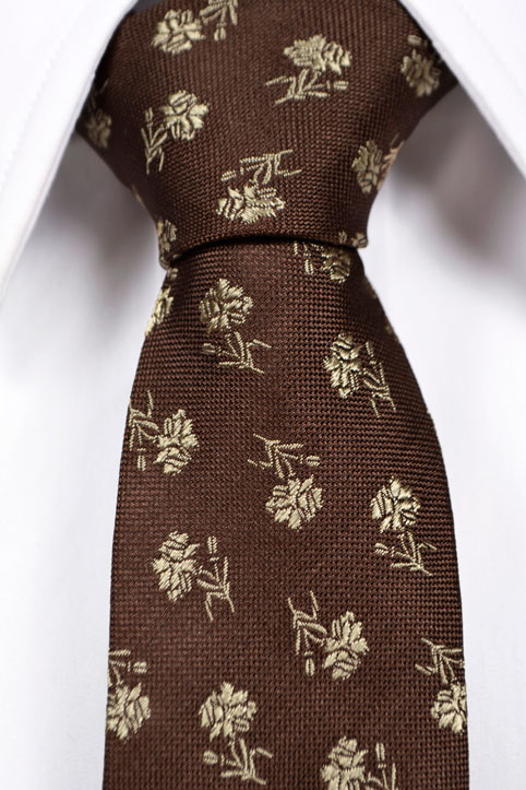 Silke Smale Slips, Brun bunn med blomster i beige, Brun, Flower, Notch NORE