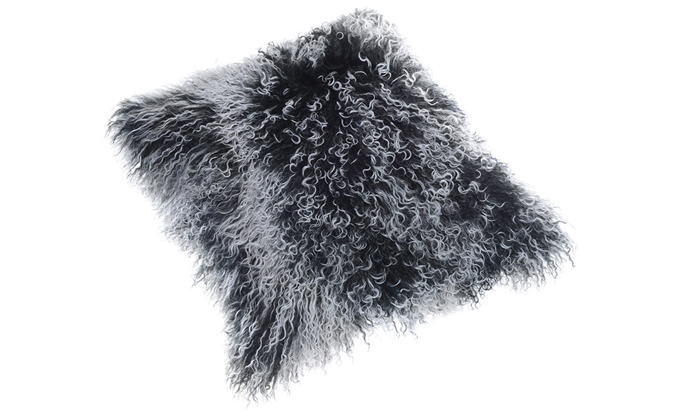 Shansi lammeskinnspute - svart snowtop
