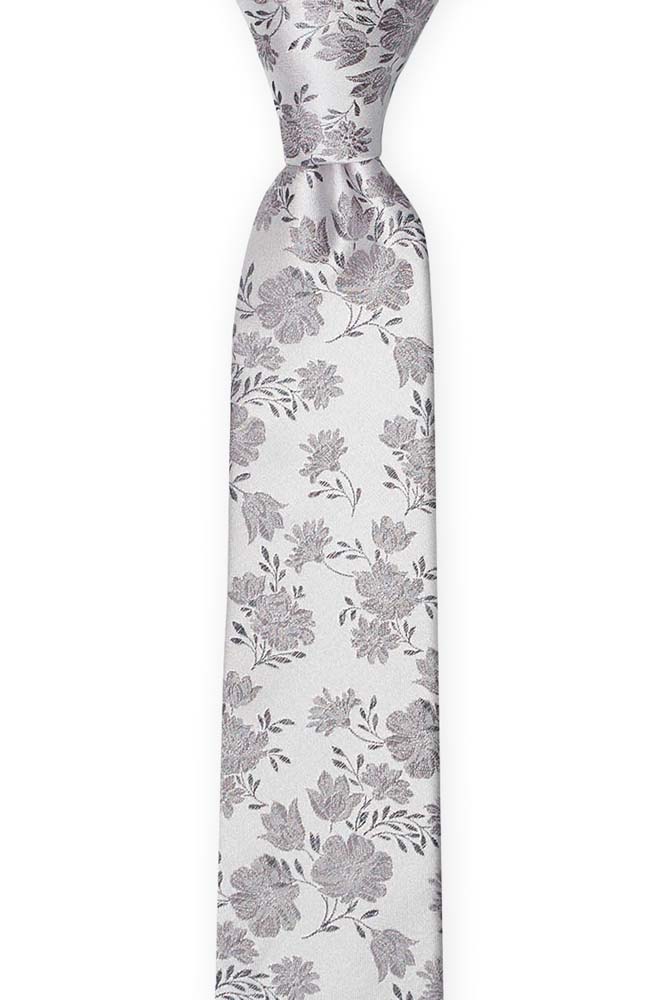 Silke Gutteslips, Grå blomster på sølvbunn, Sølv, Blomstermotiv