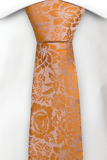 Silke Smale Slips, Orange og champagne blomster, Oransje, Blomstrete