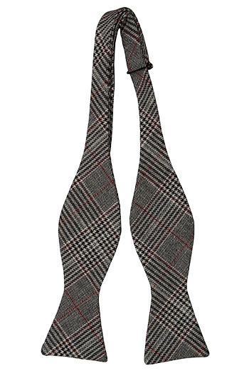 Ull Sløyfer Uknyttede, Glen check in beige, black & a red stripe, Notch CEDRIC