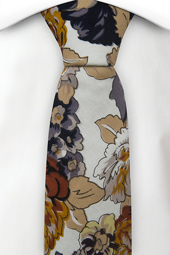 Bomull Smale Slips, Blomster i beige, hvit, oransje og lilla, Beige, Blomster