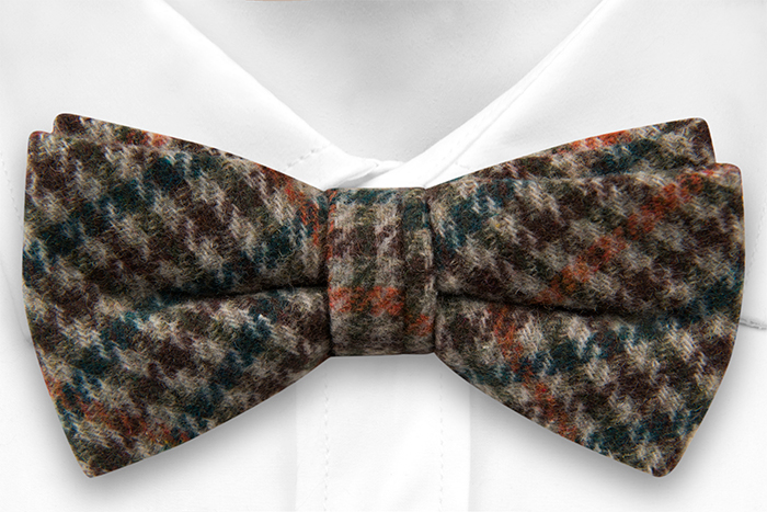 Ull Sløyfer Knyttede, Plaid in beige, brown, green and orange, Beige, Pledd
