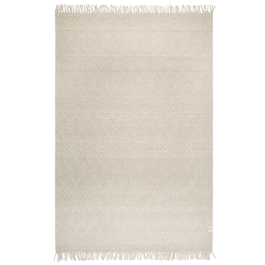 Palermo white/beige - håndvevd ullteppe