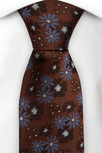 Silke Slips, Rustrød med blå blomster, Rød, Blomstrete, Notch KANALJE RUSTY RED