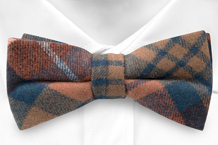 Ull Sløyfer Knyttede, Plaid in yellow, orange, dark petrol & white, Gull, Pledd