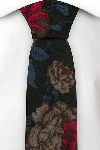 Bomull Smale Slips, Grønn bakgrunn med blomster i beige, rød og blå, Notch ZHANG