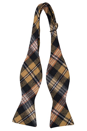 Ull Sløyfer Uknyttede, Mustard, black, dark navy, orange & white plaid