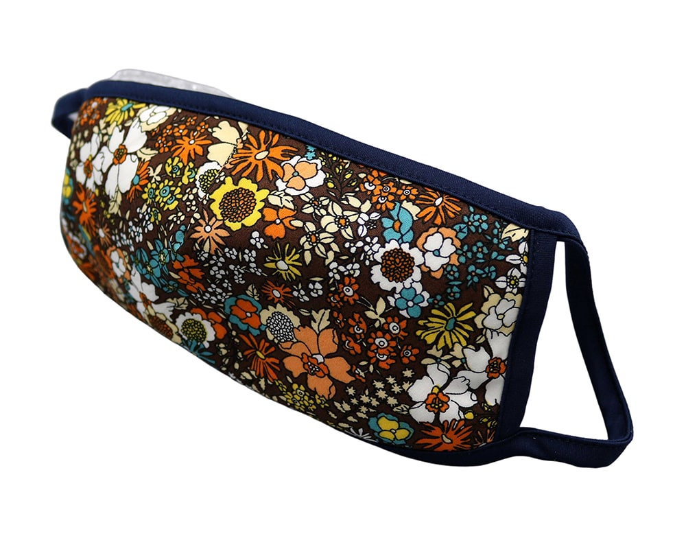 Bomull Ansiktsmask, Oransje og hvite blomster, Brun, flowers
