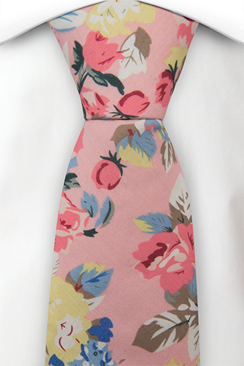 Bomull Slips, Pastellrosa, gule & blå blomster på lyserosa, Rosa, Blomster