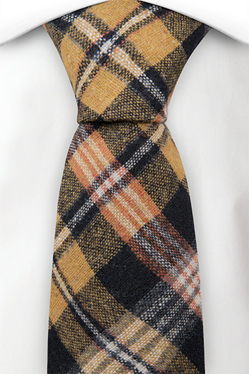 Ull Slips, Mustard, black, dark navy, orange & white plaid, Oransje, Pledd