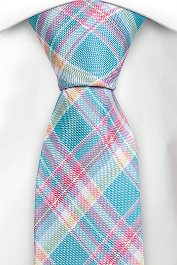 Silke Slips, Turkis, rosa, blå, hvit, gul Madras pledd, Turkis, Madras pledd