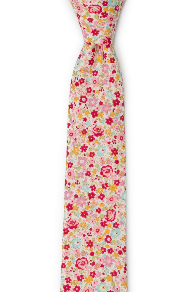 Bomull Smale Slips, Rød, rosa, gule & lys turkis blomster, Rosa, Blomster