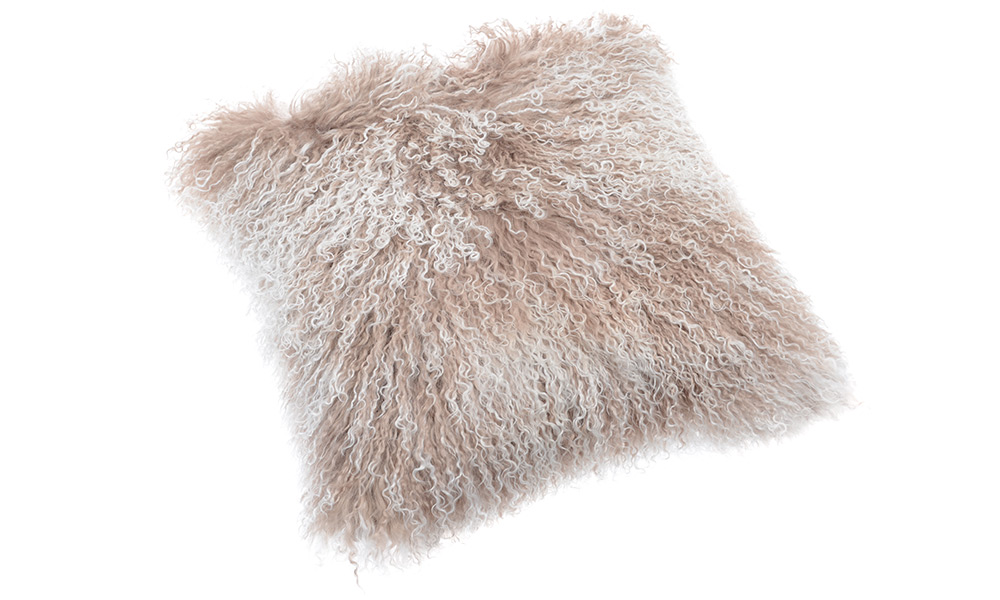 Shansi lammeskinnspute - beige snowtop