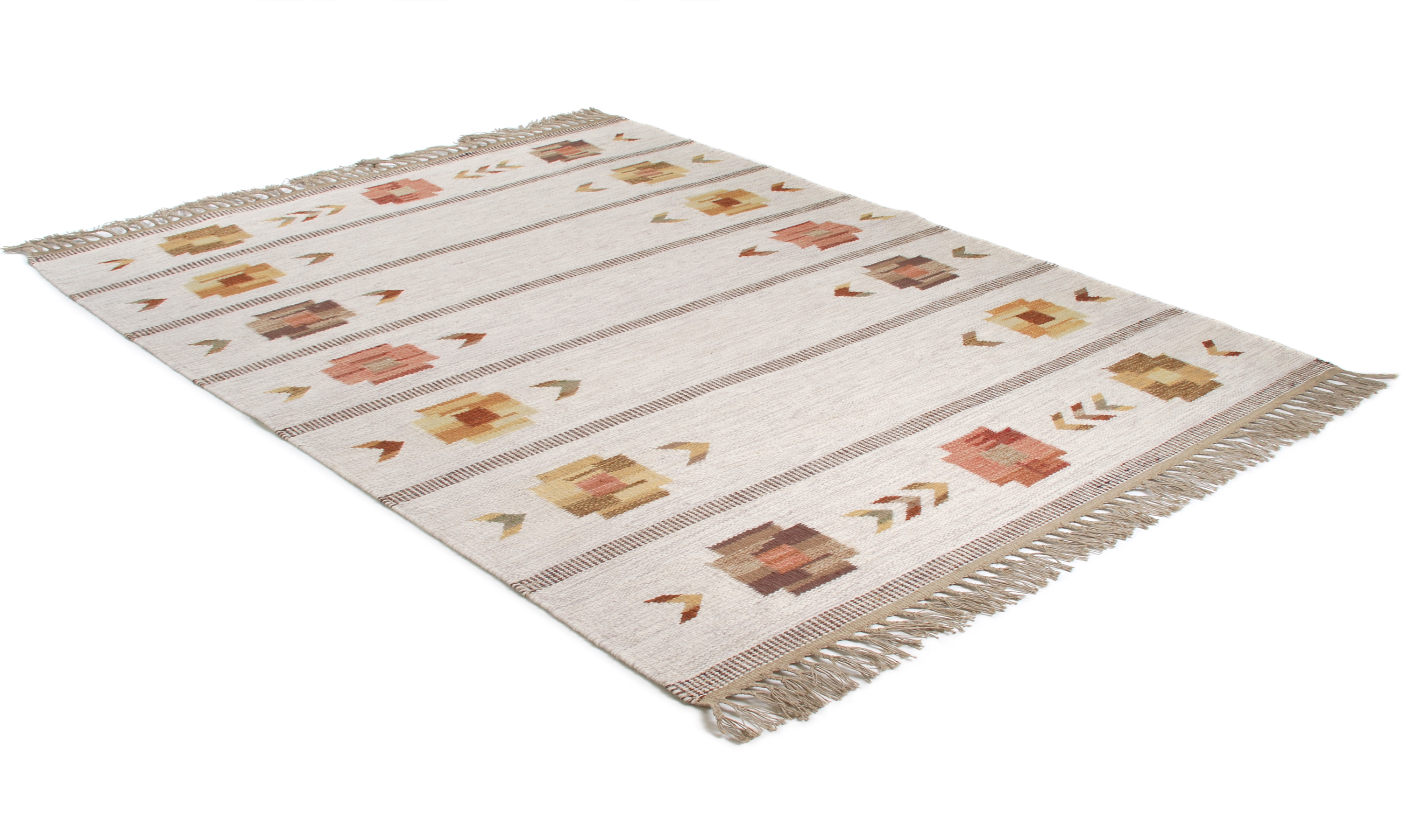 Mårbacka beige - Håndvevd ullteppe
