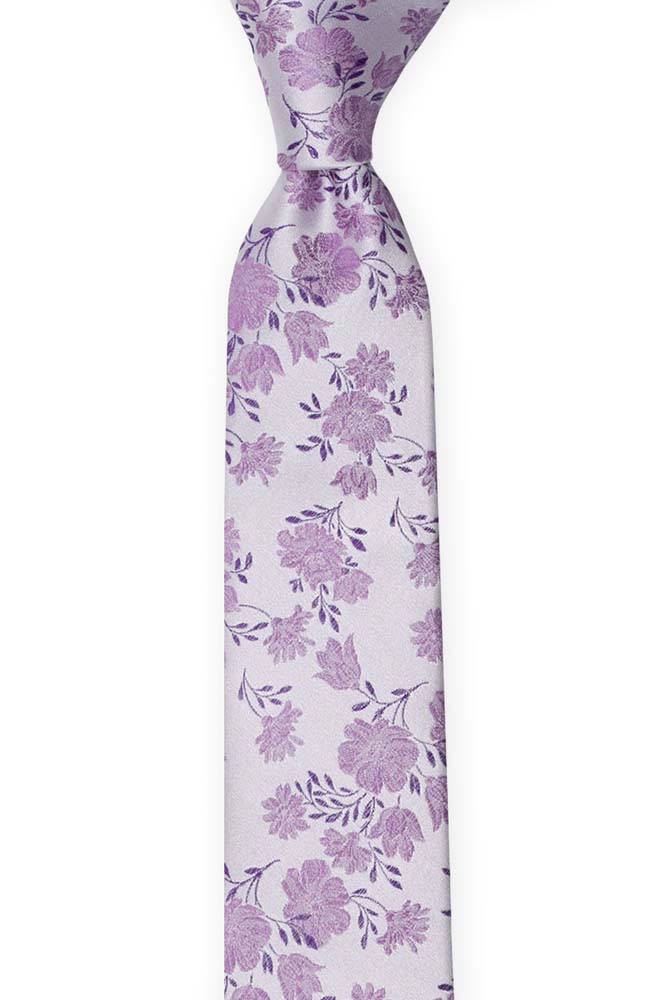 Silke Smale Slips, Lilla blomster på en sølvaktig base, Lilla, Blomstermotiv