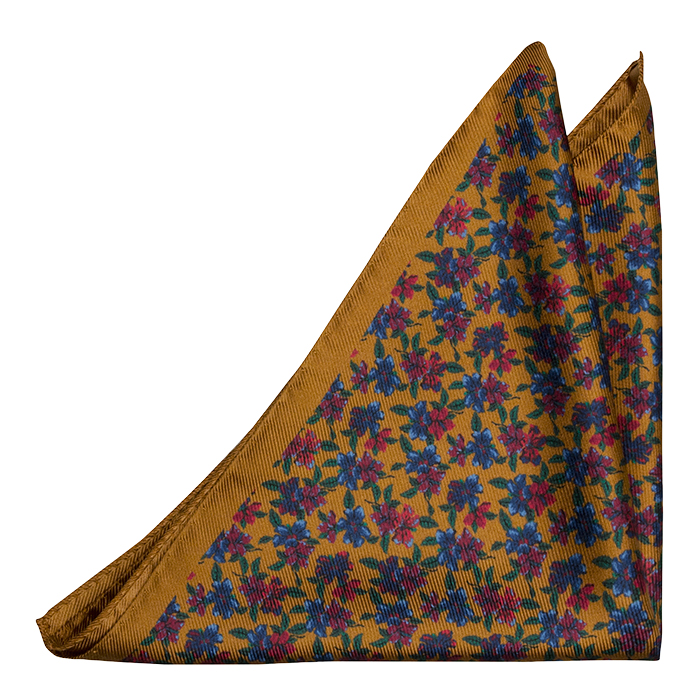 Silke Lommetørkler, Sennepsgul med flerfargede blomster, Gull, Blomstrete