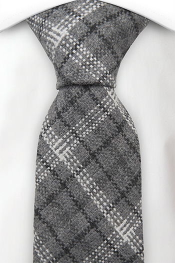 Ull Slips, Plaid in dark grey, black & white, Grå, Pledd, Notch IRFAN