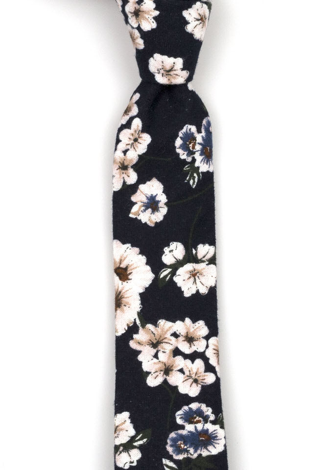 Bomull Smale Slips, Marineblått med blå og rosa blomster, Blå, Blomstertrykk