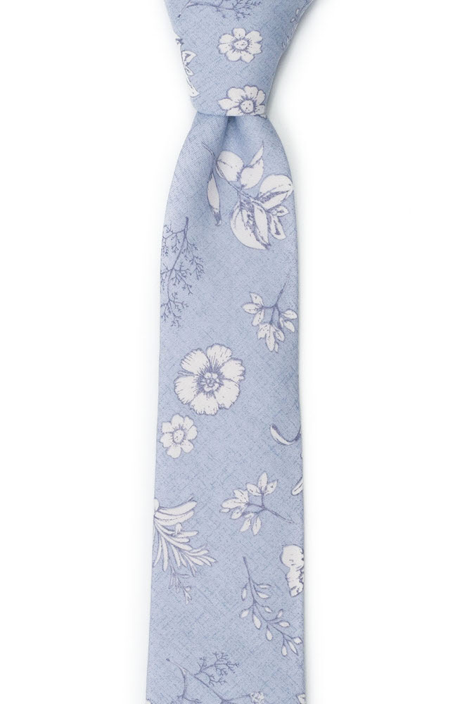 Bomull Smale Slips, Pudderblå base med hvitt blomstermønster, Blå, Blomster