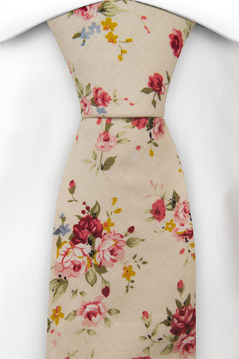Bomull Slips, Rosa, røde, blå & gule blomster på sjampagne, Beige, Blomster