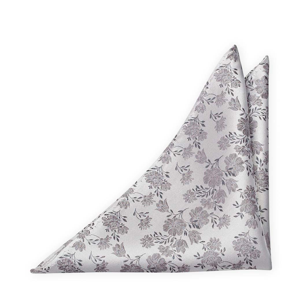 Silke Lommetørkler, Grå blomster på sølvbunn, Sølv, Blomstermotiv