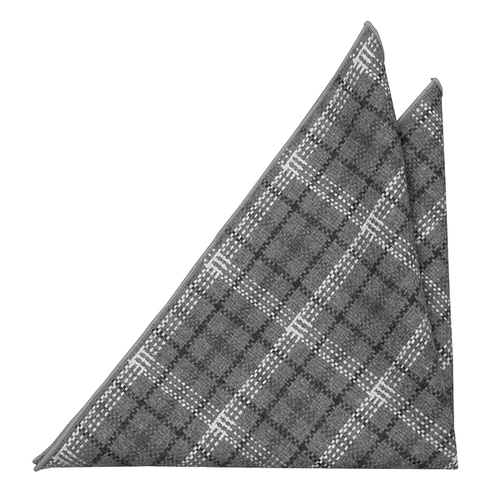 Ull Lommetørkler, Plaid in dark grey, black & white with grey edging