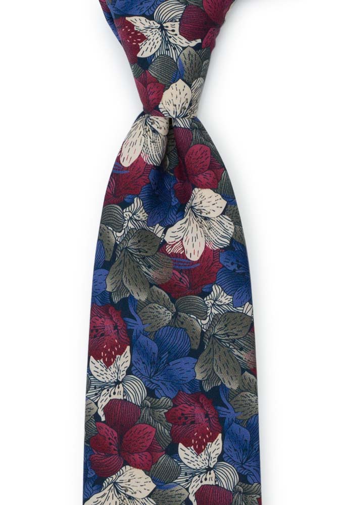 Bomull Slips, Blomster i hvitt, burgunder, khaki og lavendel, Lilla, Blomster
