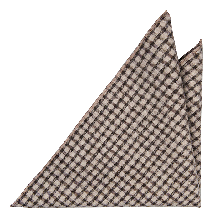Ull Lommetørkler, Tykt vev, beige og svart gingham pledd, Beige, Gingham pledd