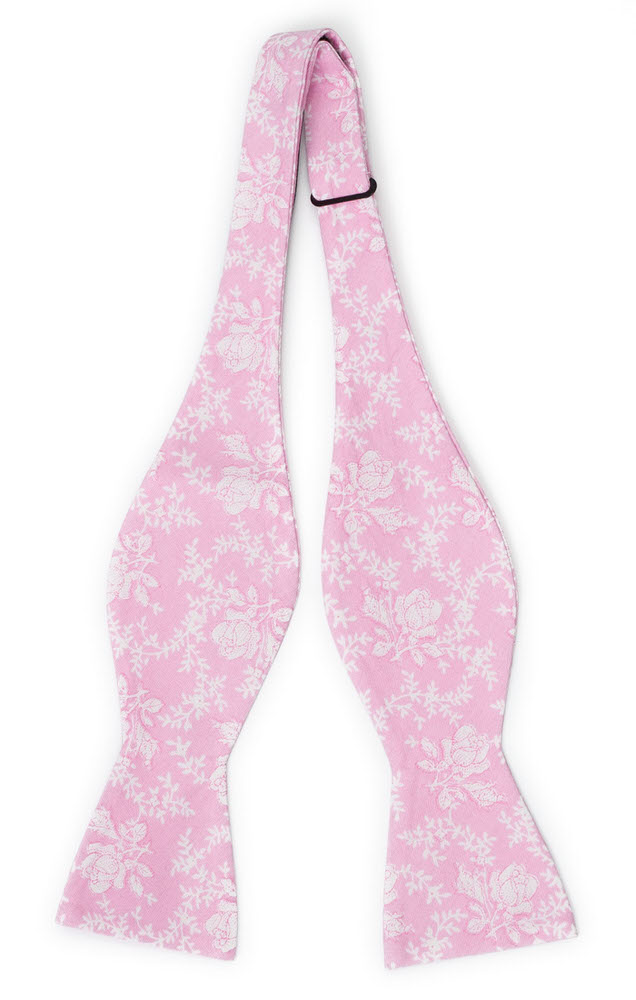 Bomull Sløyfer Uknyttede, Lys rosa med hvite roser & vinranker, Rosa, Blomster