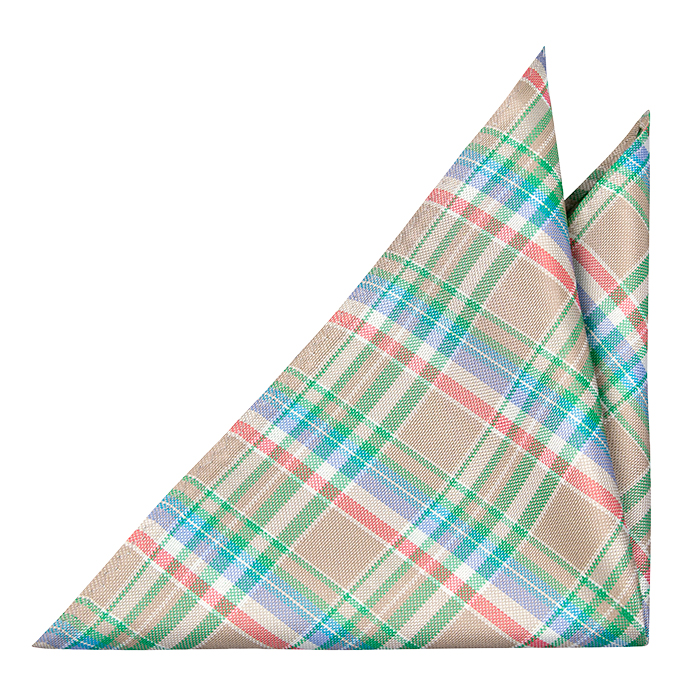 Silke Lommetørkler, Beige, grønn, hvit, rød, blå Madras pledd, Notch MOHINDER