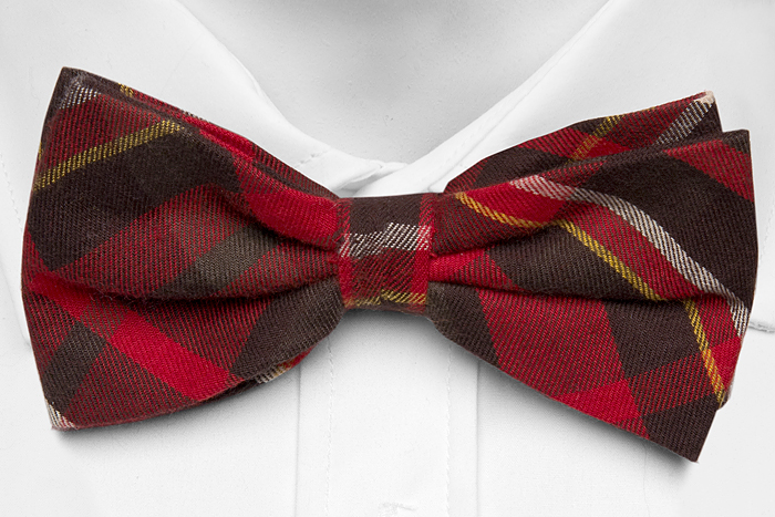 Bomull Sløyfer Knyttede, Tartan mønster i glødende mørkerød, Rød, Pledd