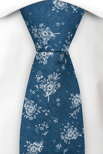 Bomull Slips, Myke, hvite roser på denimblått, Blå, Blomster, Notch ROCKART Blue