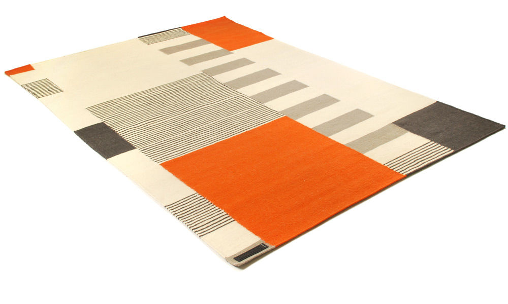 Graphic orange - håndvevd ullteppe