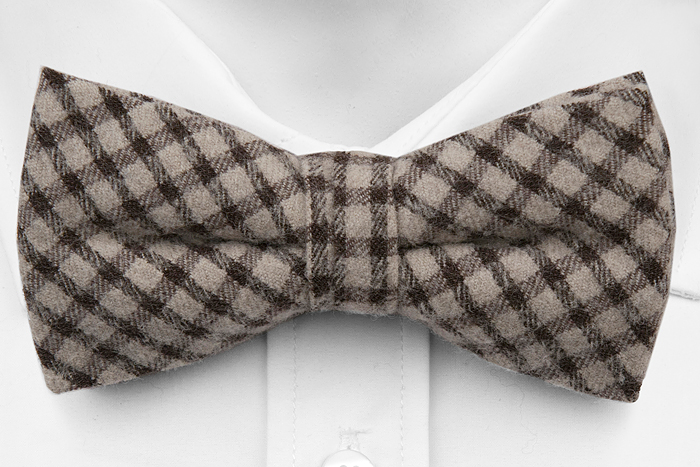 Ull Sløyfer Knyttede, Tykt vev, beige og svart gingham pledd, Notch EAMONN