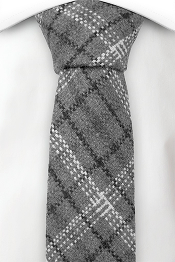 Ull Smale Slips, Plaid in dark grey, black & white, Grå, Pledd, Notch IRFAN