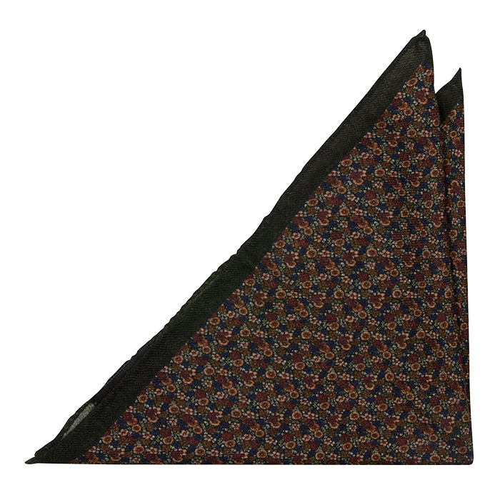 Ull Lommetørkler, Små rød, grønne, gulbeige & blå blomster, Grønn, Små blomster