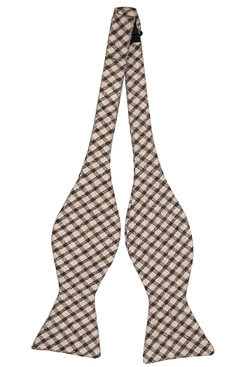 Ull Sløyfer Uknyttede, Tykt vev, beige og svart gingham pledd, Notch EAMONN